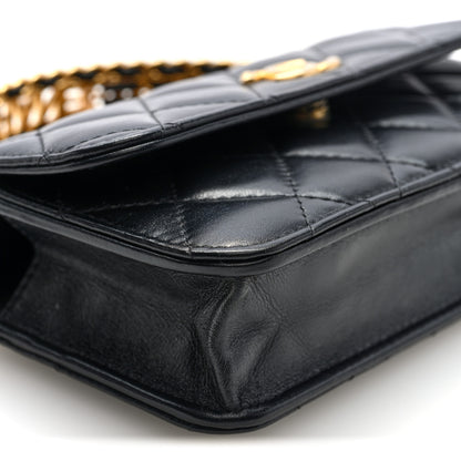 Chanel Shiny Calfskin Quilted Top Handle Flap Phone Holder With Chain Black 9 of 10