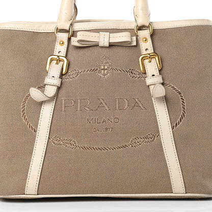 Prada Jacquard Logo Tote Talco 9 of 17