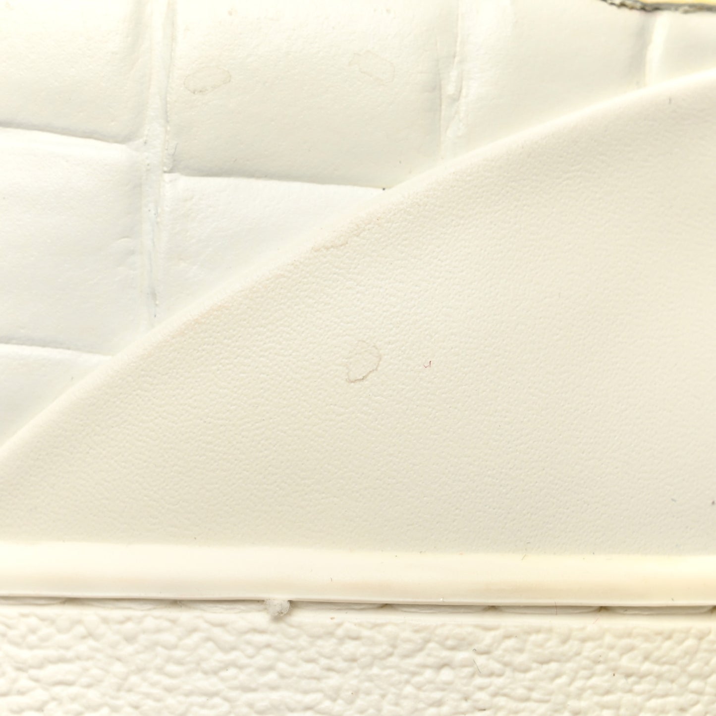 Calfskin Crocodile Embossed Frontrow Sneakers 38 White
