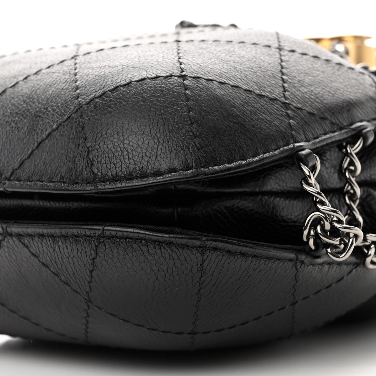 Calfskin Quilted Small Gabrielle Bucket Black