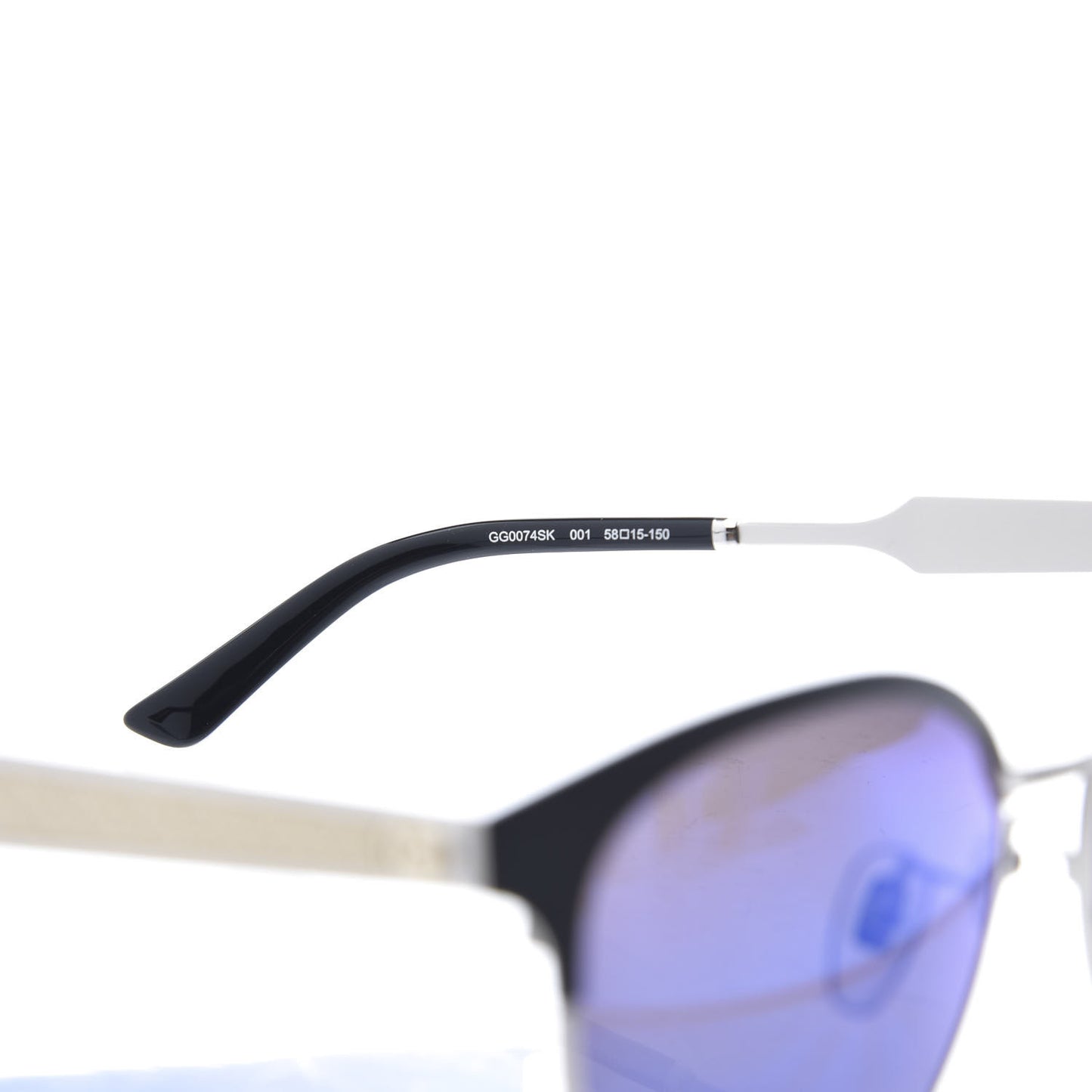 Round Metal GG0074SK Sunglasses Black Silver