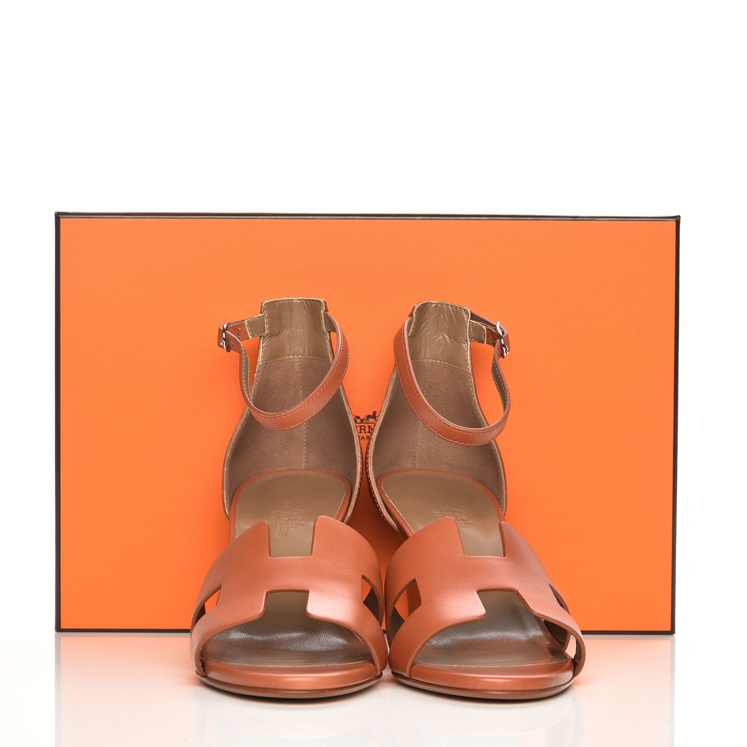 Hermes Calfskin Legend Wedge Sandals 38.5 Gold 10 of 10