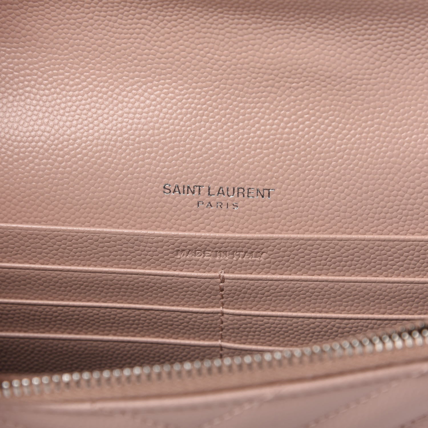 Saint Laurent Grain De Poudre Matelasse Chevron Monogram Envelope Chain Wallet Pale Pink 8 of 9