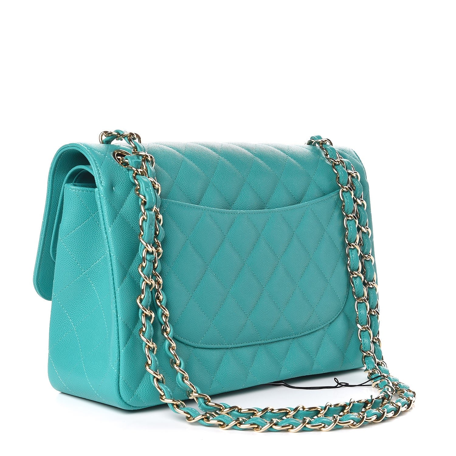 Chanel Caviar Quilted Jumbo Double Flap Turquoise 3 of 8