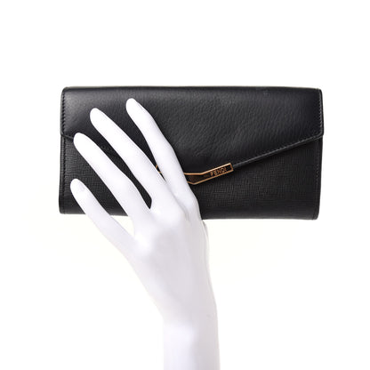Fendi Vitello Elite Flamingo 2Jours Continental Wallet Black 2 of 6