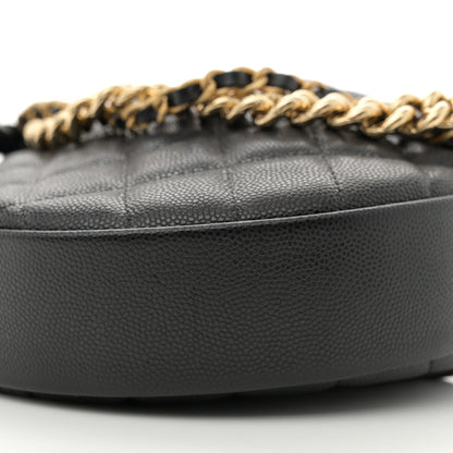 Chanel Shiny Caviar Quilted Bow Pouch Hobo Black 10 of 11