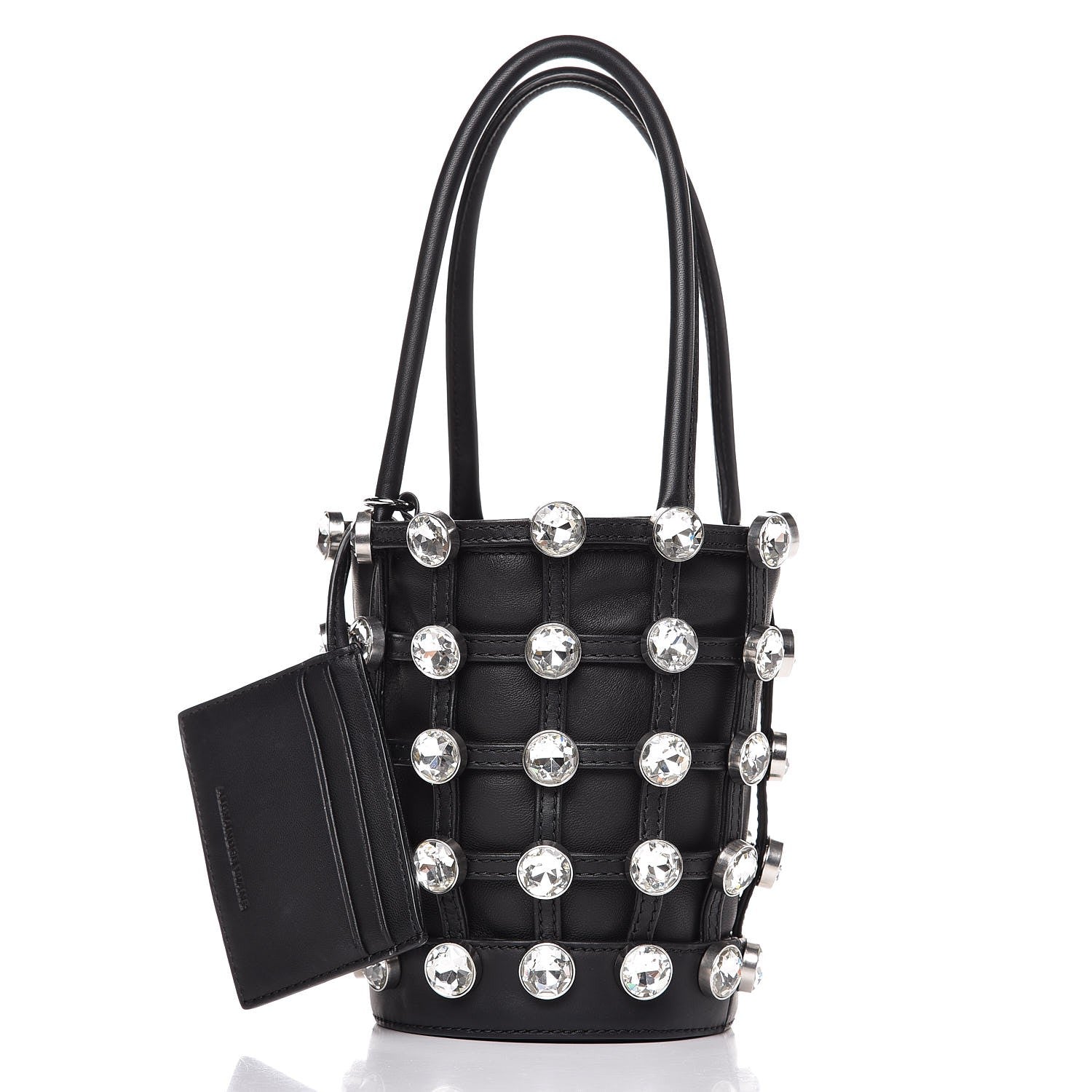 Alexander Wang Calfskin Crystal Embellished Roxy Mini Bucket Bag Black 7 of 7