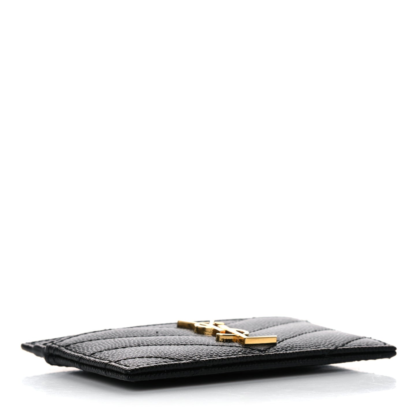 Grain De Poudre Matelasse Chevron Monogram Credit Card Case Black
