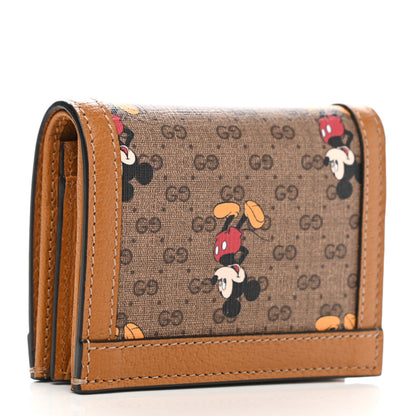 Gucci X DISNEY Mini Vintage GG Supreme Monogram Mickey Mouse Card Holder Wallet Beige Vintage Sun Oil 3 of 7