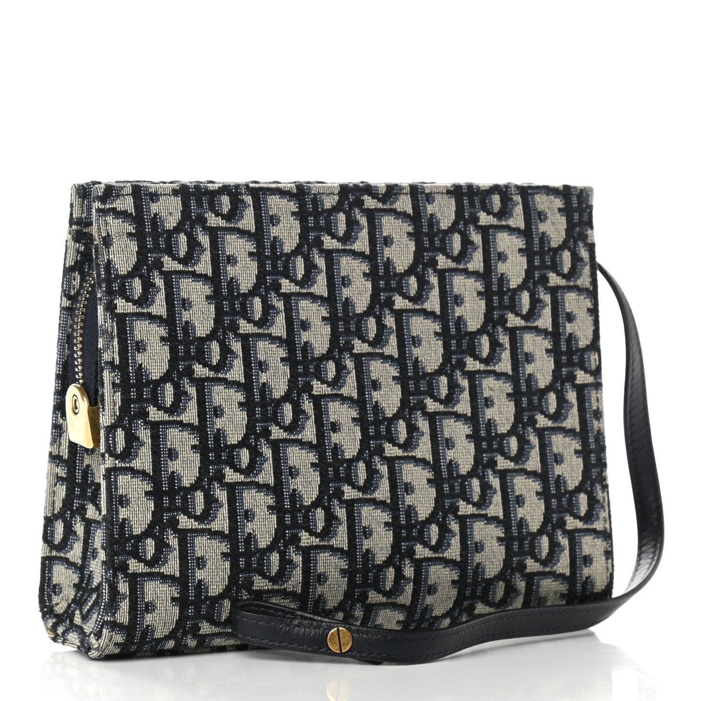 Oblique Zipped Pouch Clutch Blue