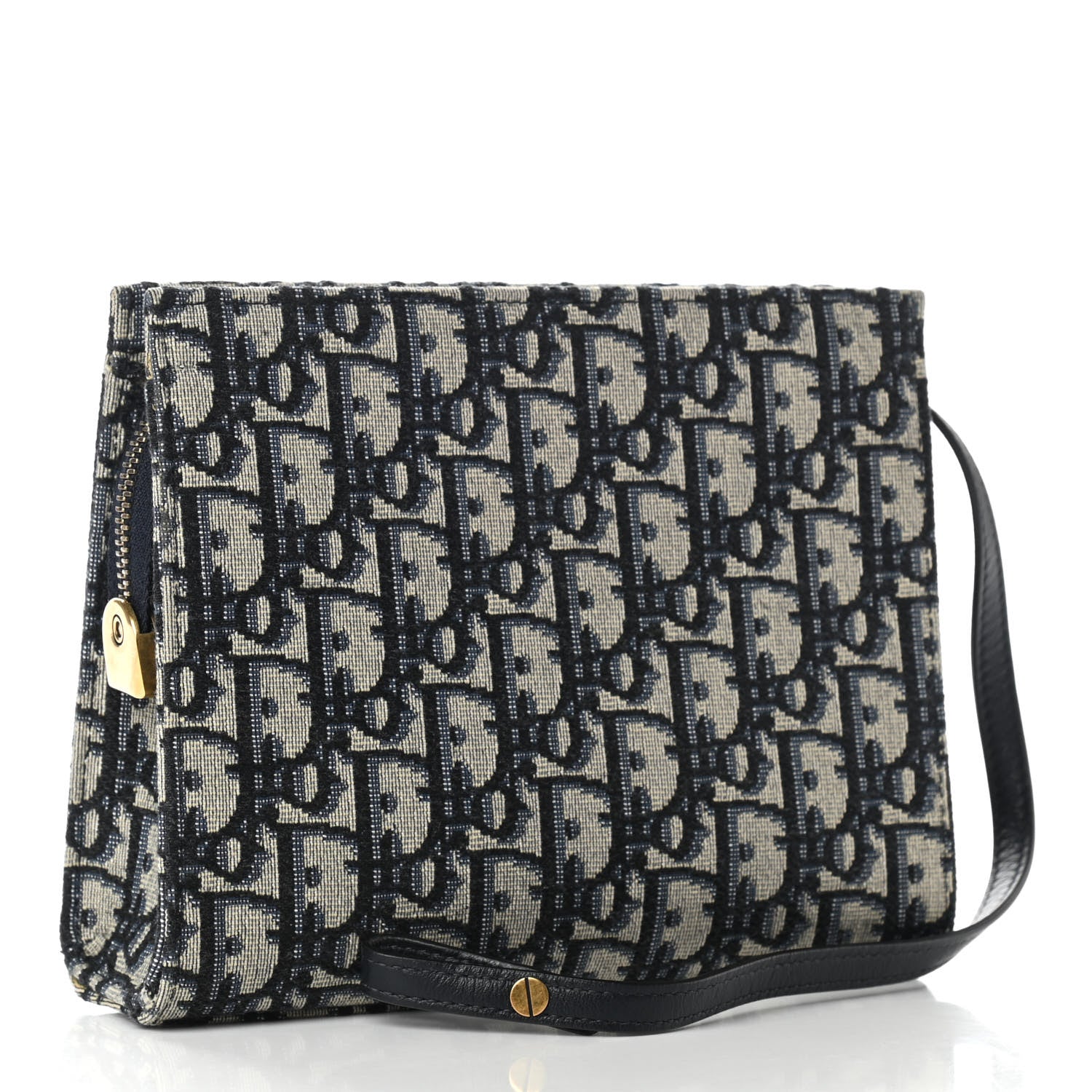 Christian Dior Oblique Zipped Pouch Clutch Blue 3 of 7