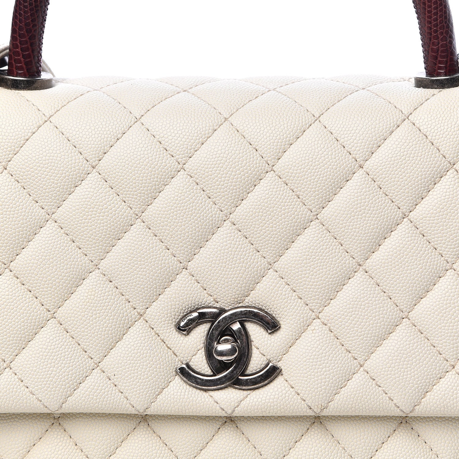 Chanel Caviar Lizard Quilted Small Coco Handle Flap Ivory 12 of 15