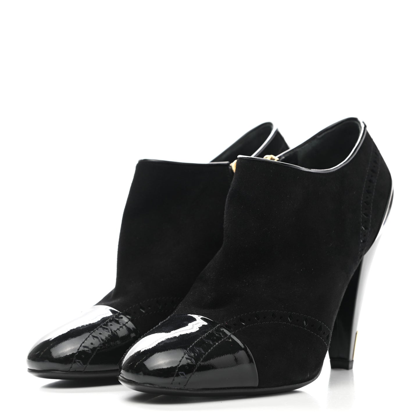 Patent Suede Cap Toe Mia Low Boots 38.5 Black