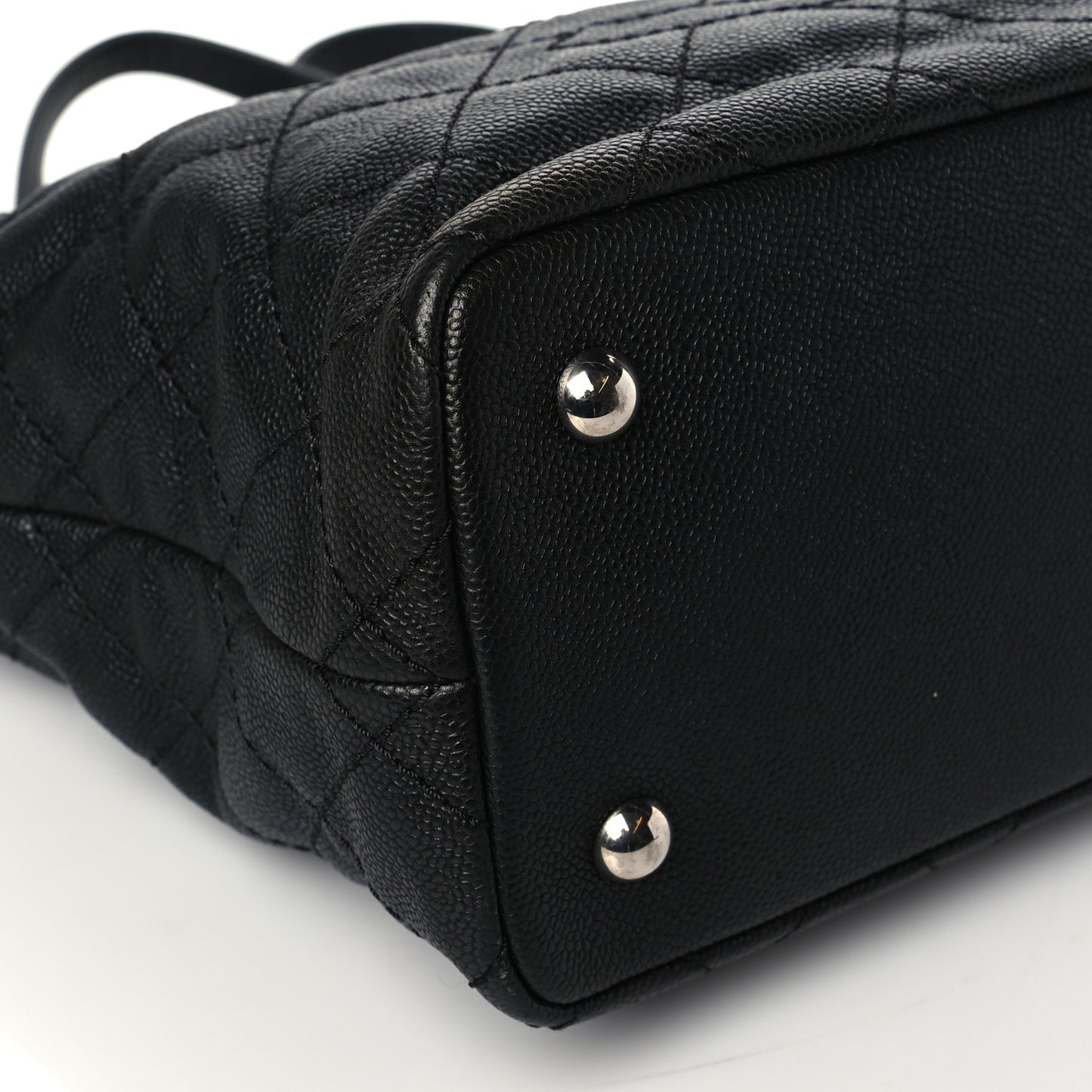 Grained Calfskin Quilted Small Daily Shopping Tote Black