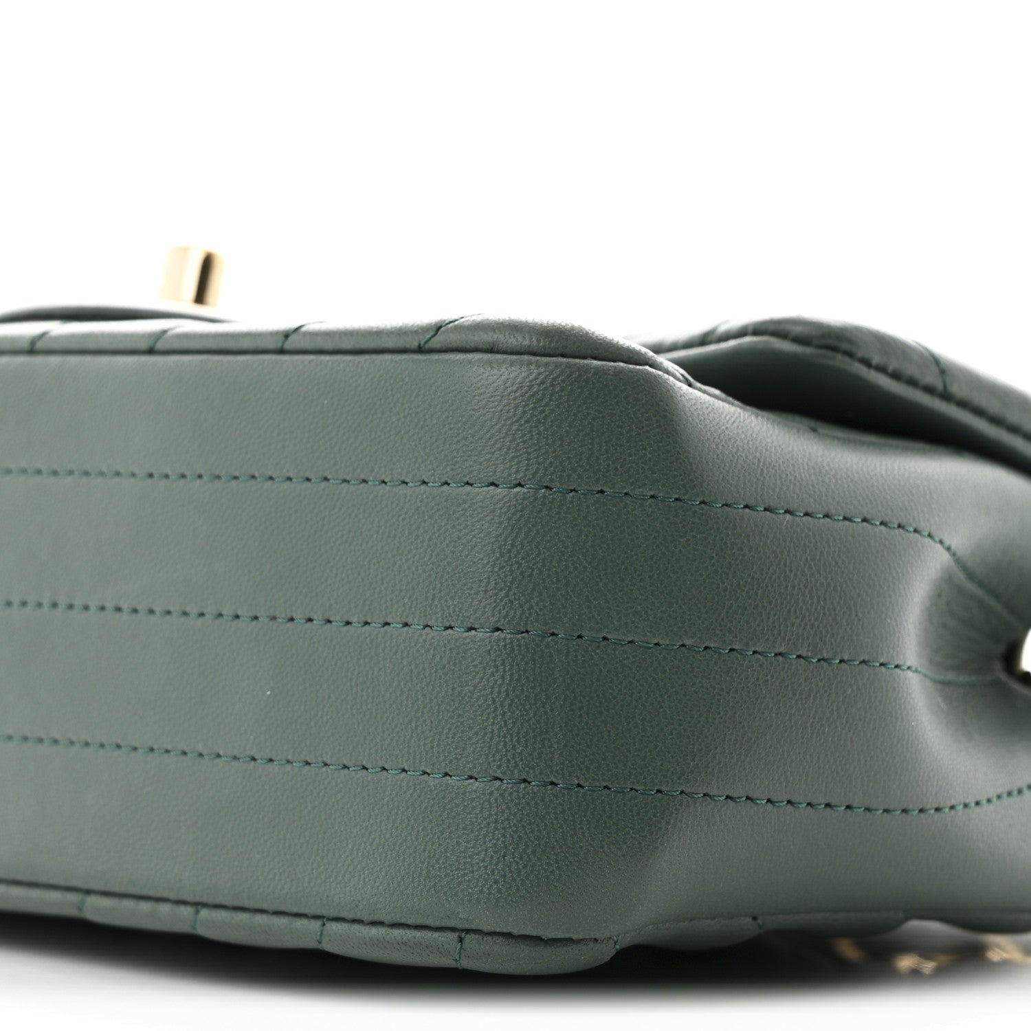 Chanel Lambskin Chevron Quilted Mini Rectangular Flap Dark Green 10 of 11
