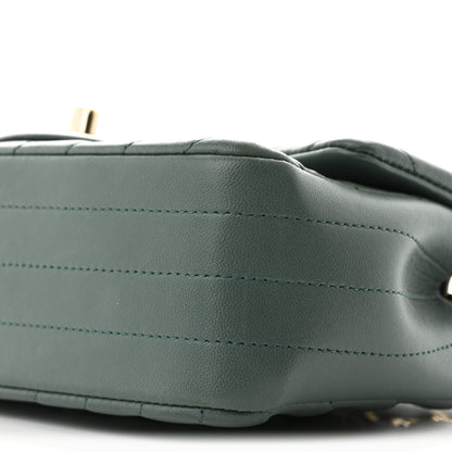 Chanel Lambskin Chevron Quilted Mini Rectangular Flap Dark Green 10 of 11