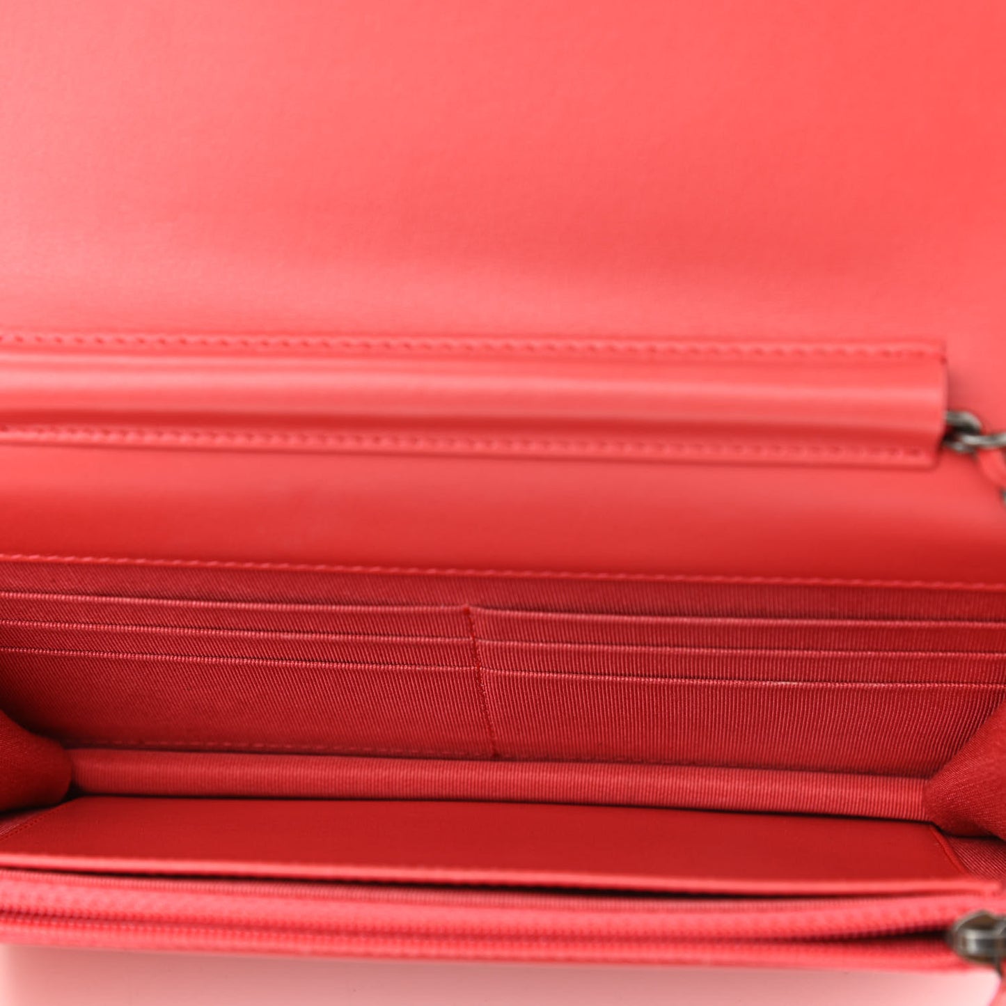 Patent Goatskin Quilted Gabrielle Wallet On Chain WOC Orange