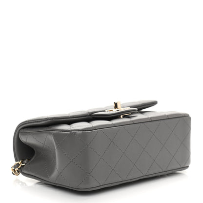 Chanel Lambskin Quilted Mini Top Handle Rectangular Flap Dark Grey 4 of 10