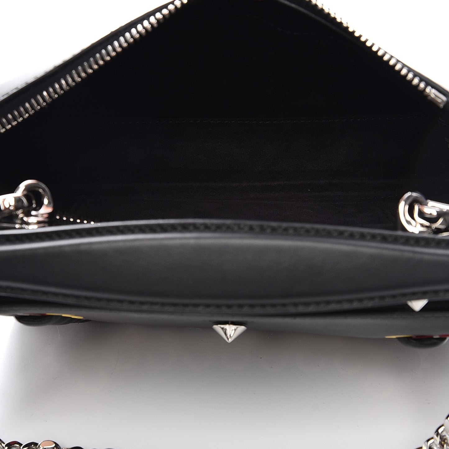 Vitello Baltico Shiny Nappa Lace Up Floral Small Dotcom Click Chain Satchel Black
