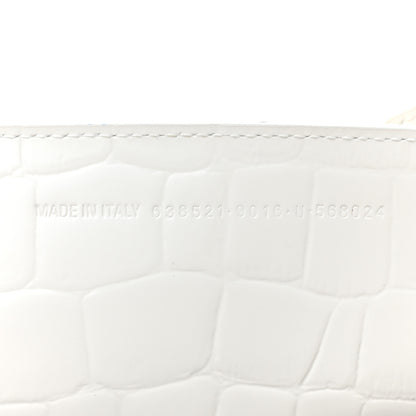 Balenciaga Semi Shiny Calfskin Crocodile Embossed Neo Classic Silver Hardware S City White 7 of 14