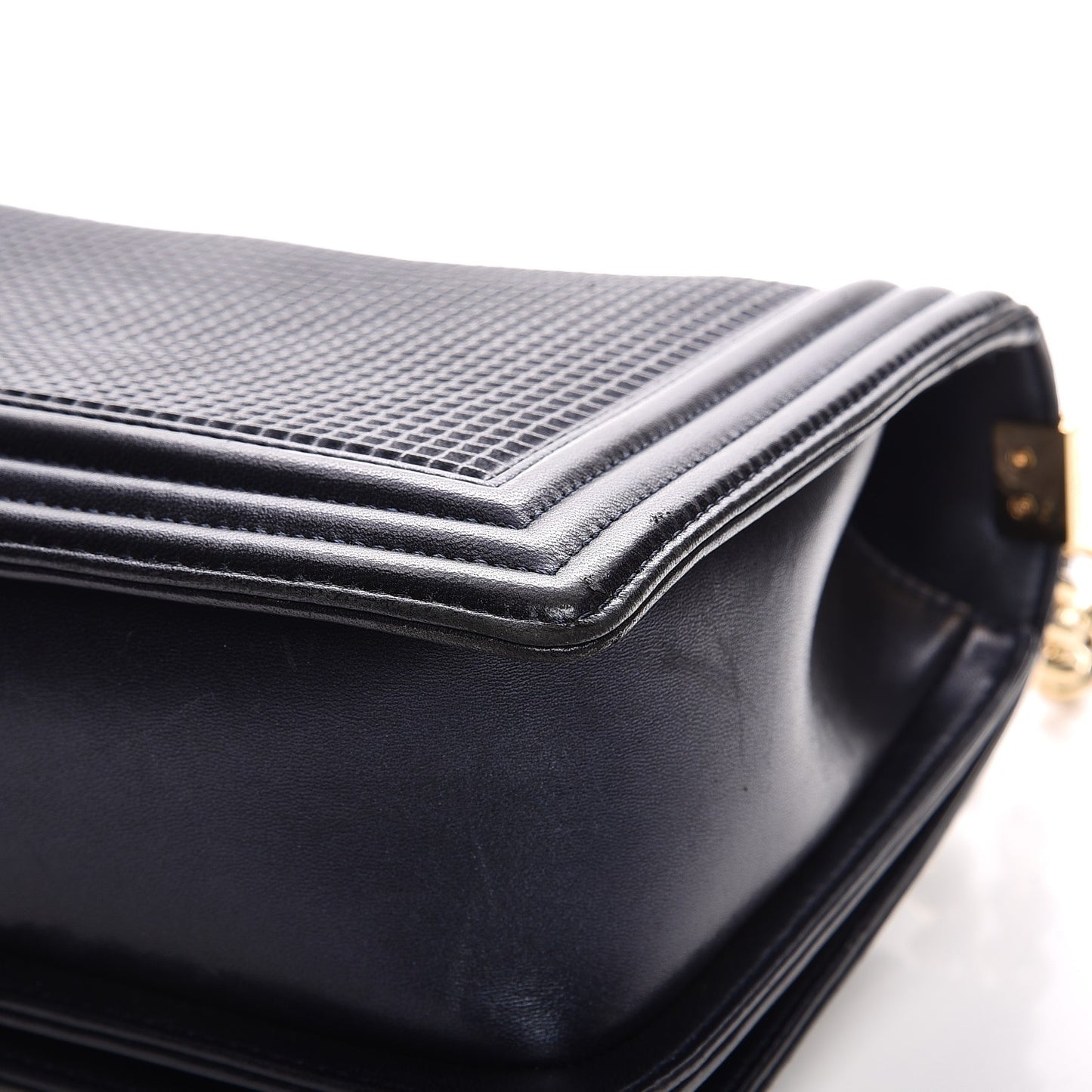 Lambskin Embossed New Medium Boy Cube Flap Navy