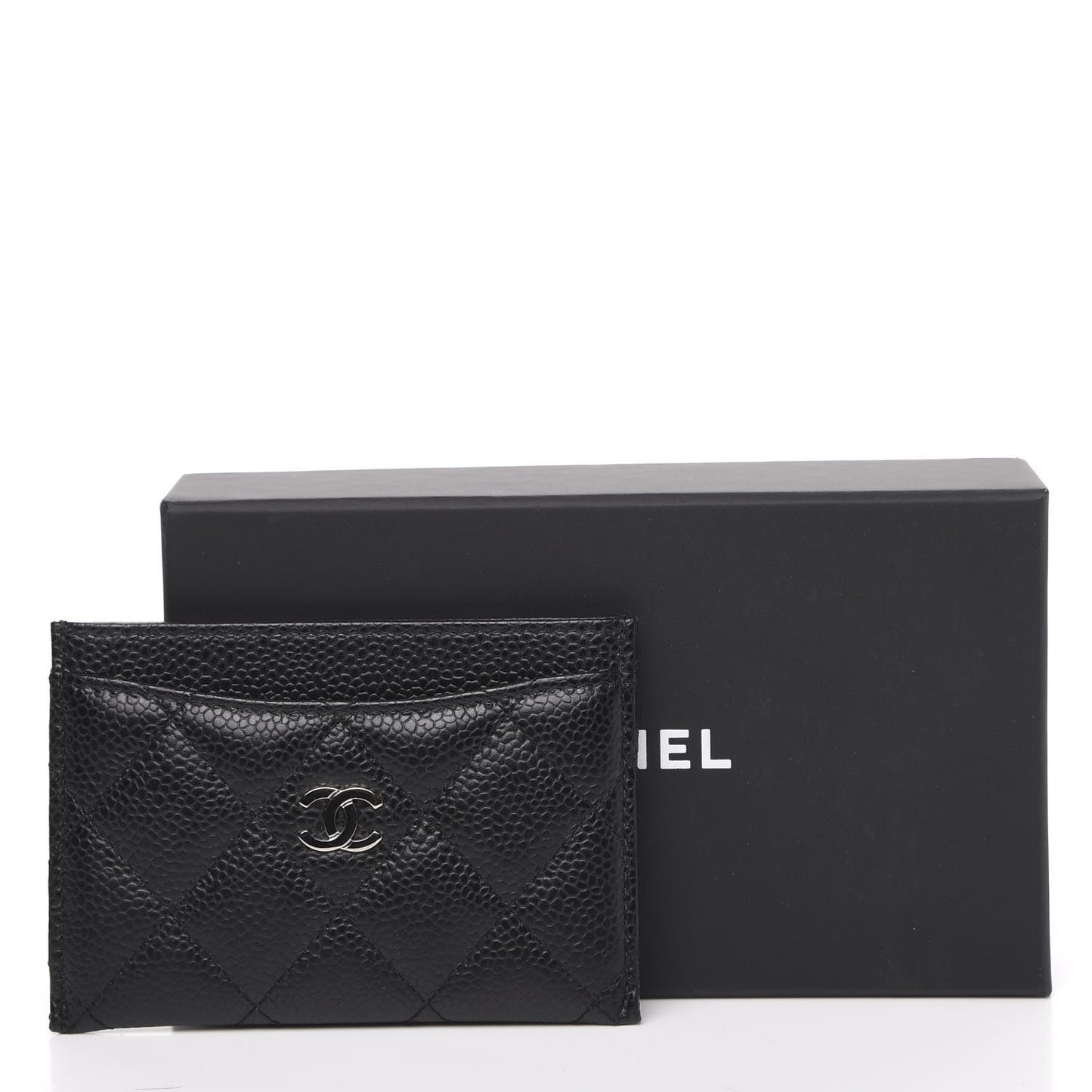 Caviar Quilted Card Holder Black