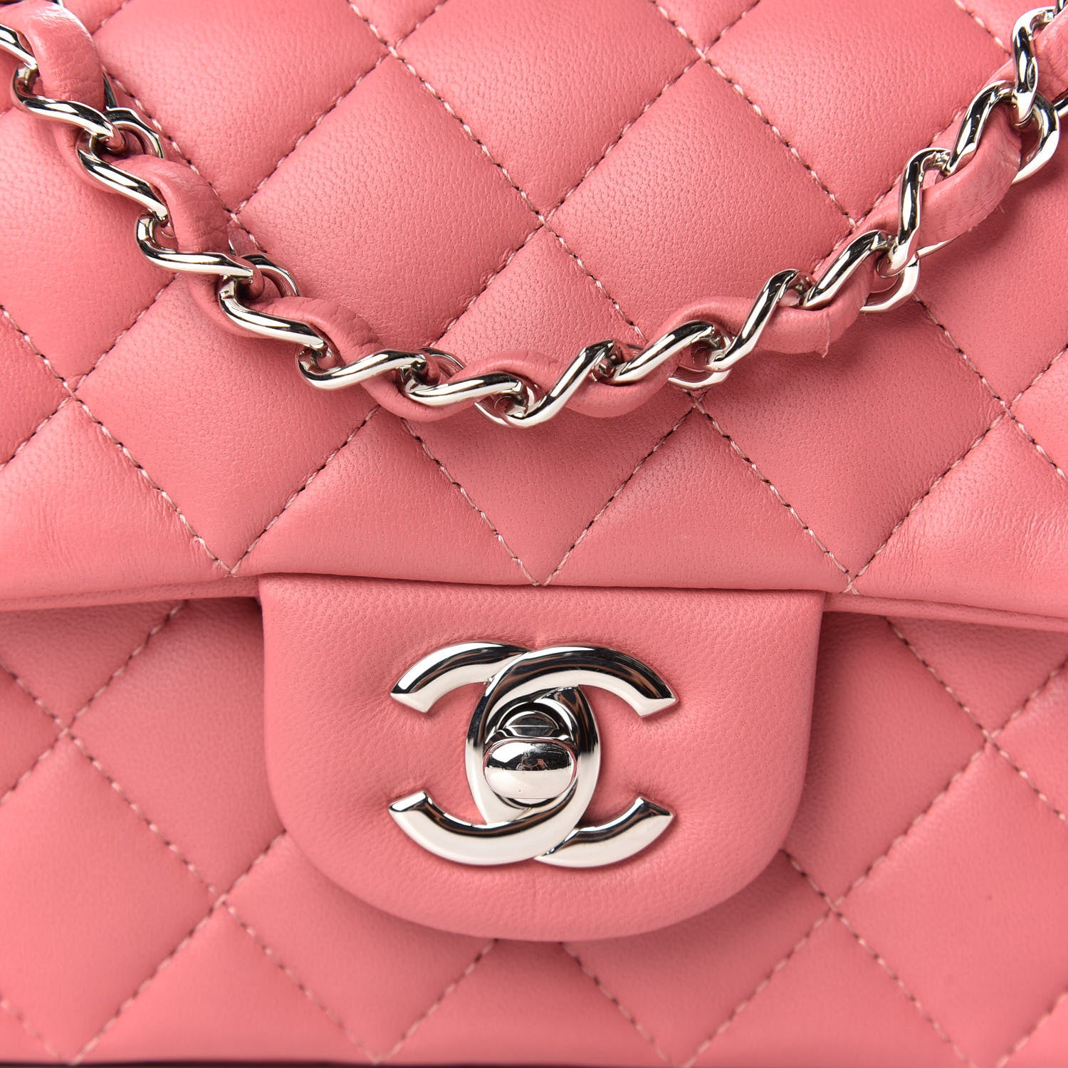 Chanel Lambskin Quilted Mini Rectangular Flap Pink 9 of 10
