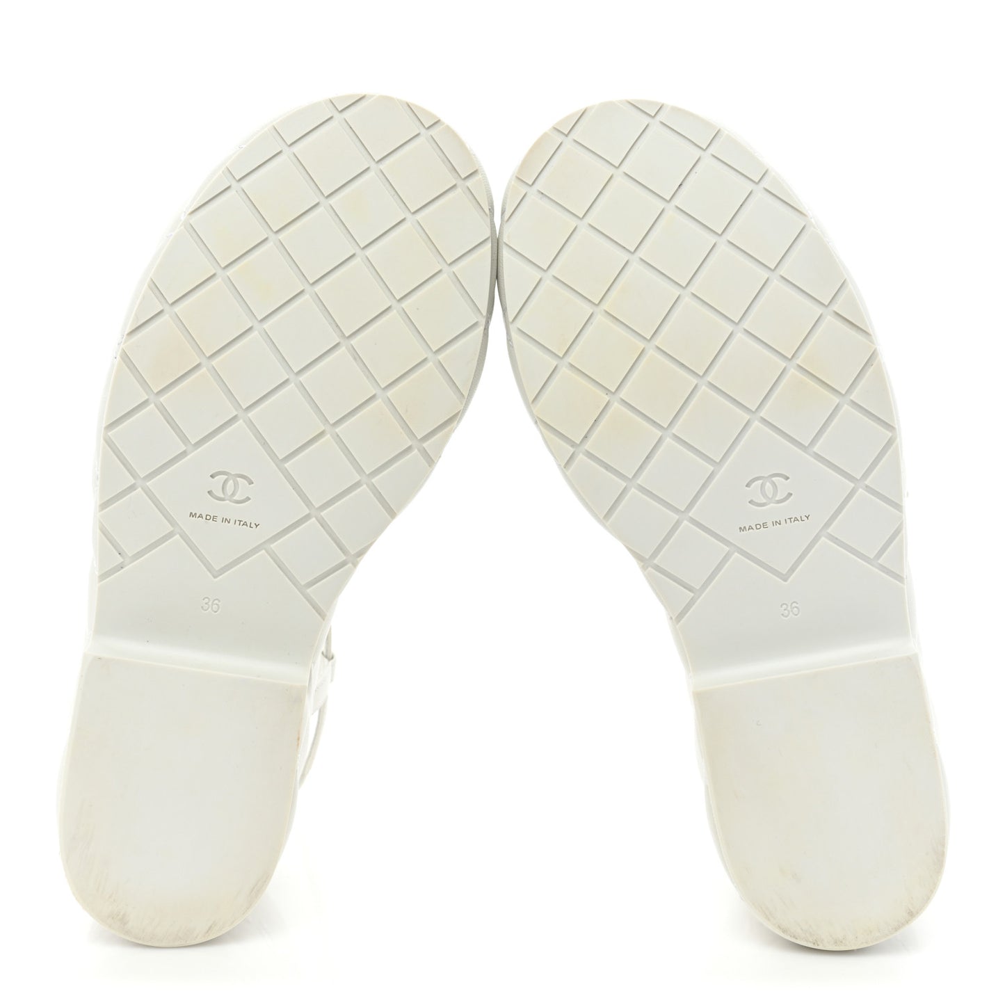 Calfskin Quilted Wedge Logo Sandals 36 White