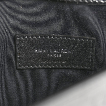 Saint Laurent Calfskin Crocodile Embossed Uptown Monogram Pouch Black 6 of 8