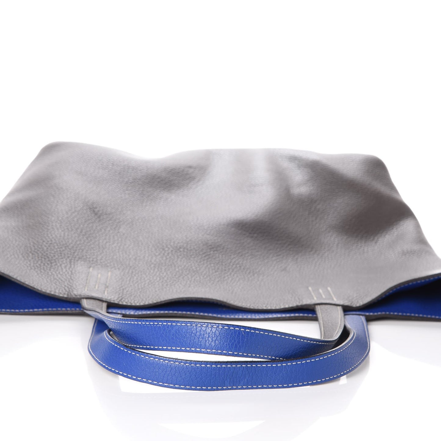 Taurillon Clemence Double Sens 36 Reversible Tote Graphite Bleu Electrique