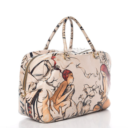 Prada X JAMES JEAN Cervo Lux Fairy Print Large Double Handle Boston Bag Prugna 3 of 14