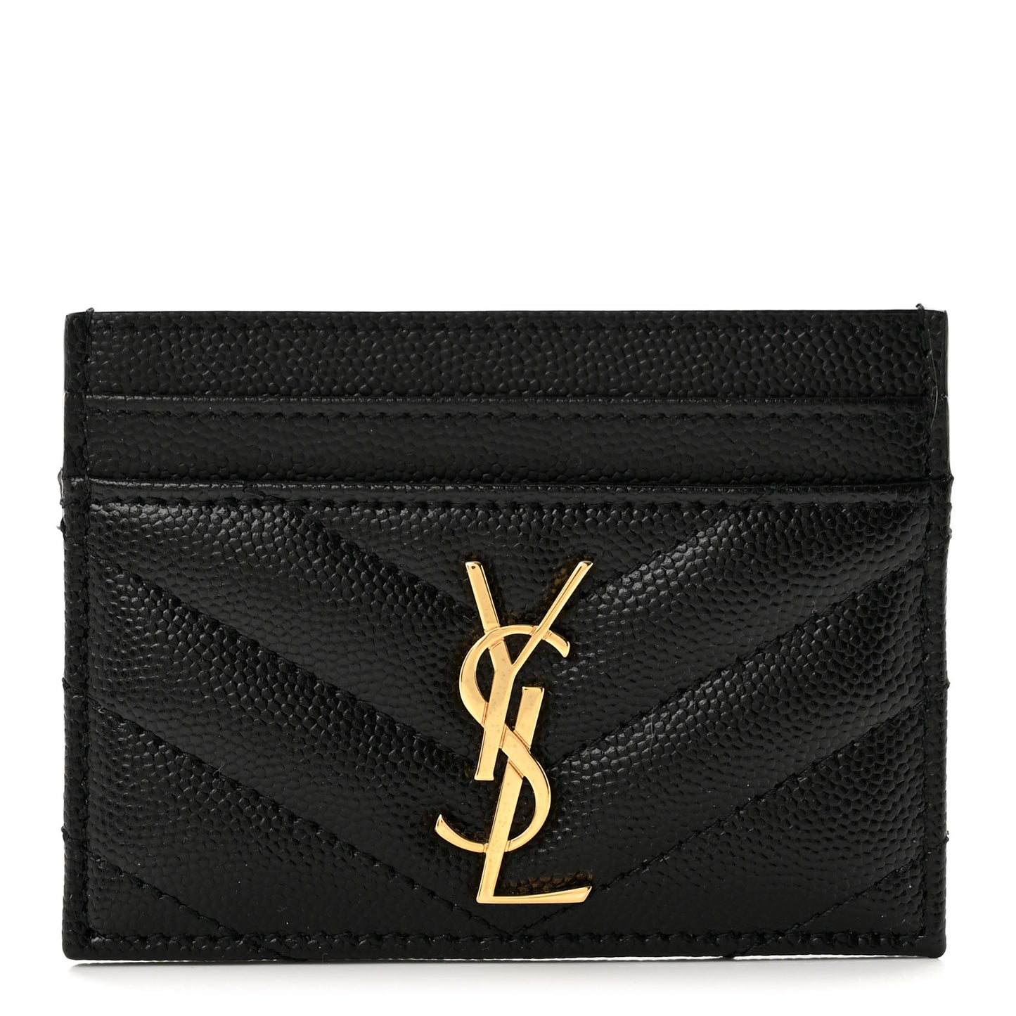 Grain De Poudre Matelasse Chevron Cassandre Credit Card Case Black