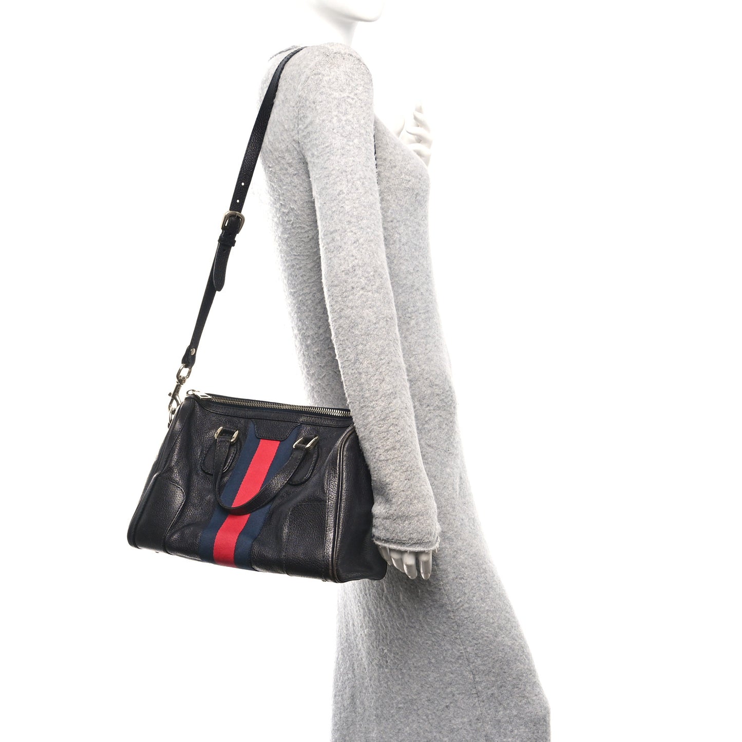 Calfskin Medium Seventies Web Boston Black