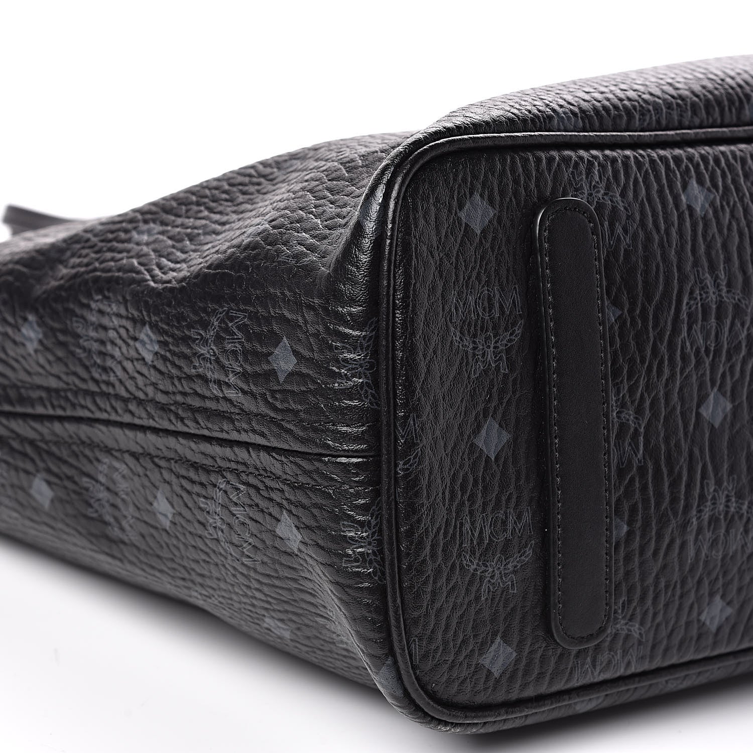 MCM Visetos Medium Anya Zip Top Shopper Tote Black 6 of 9