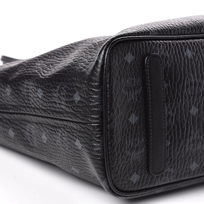 MCM Visetos Medium Anya Zip Top Shopper Tote Black 6 of 9