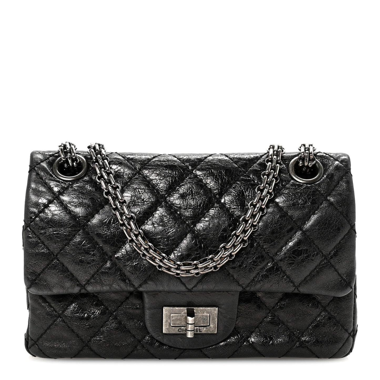 Aged Calfskin Quilted 2.55 Reissue Mini Flap Black