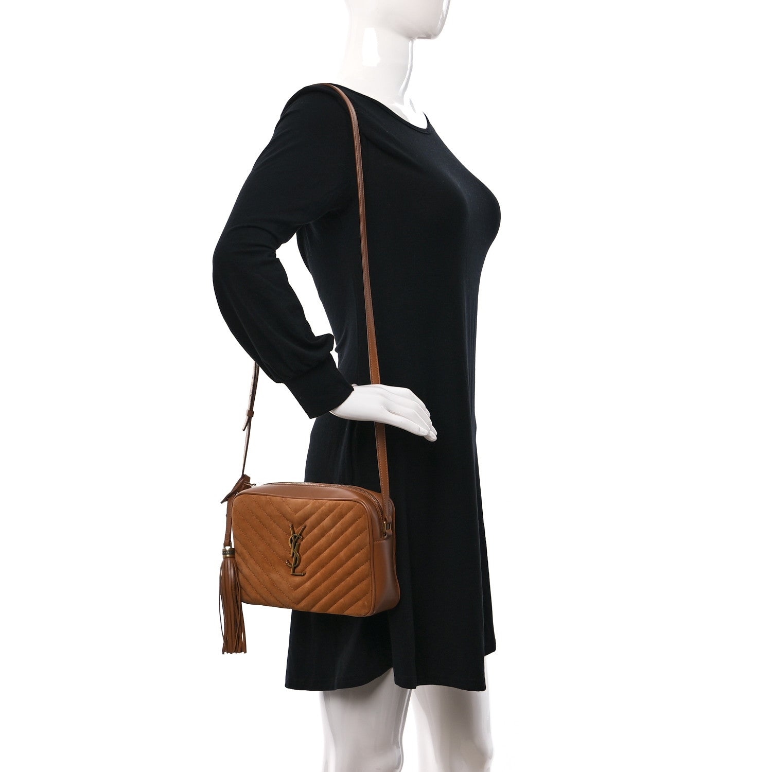 Saint Laurent Suede Matelasse Monogram Lou Camera Bag Cinnamon 2 of 11