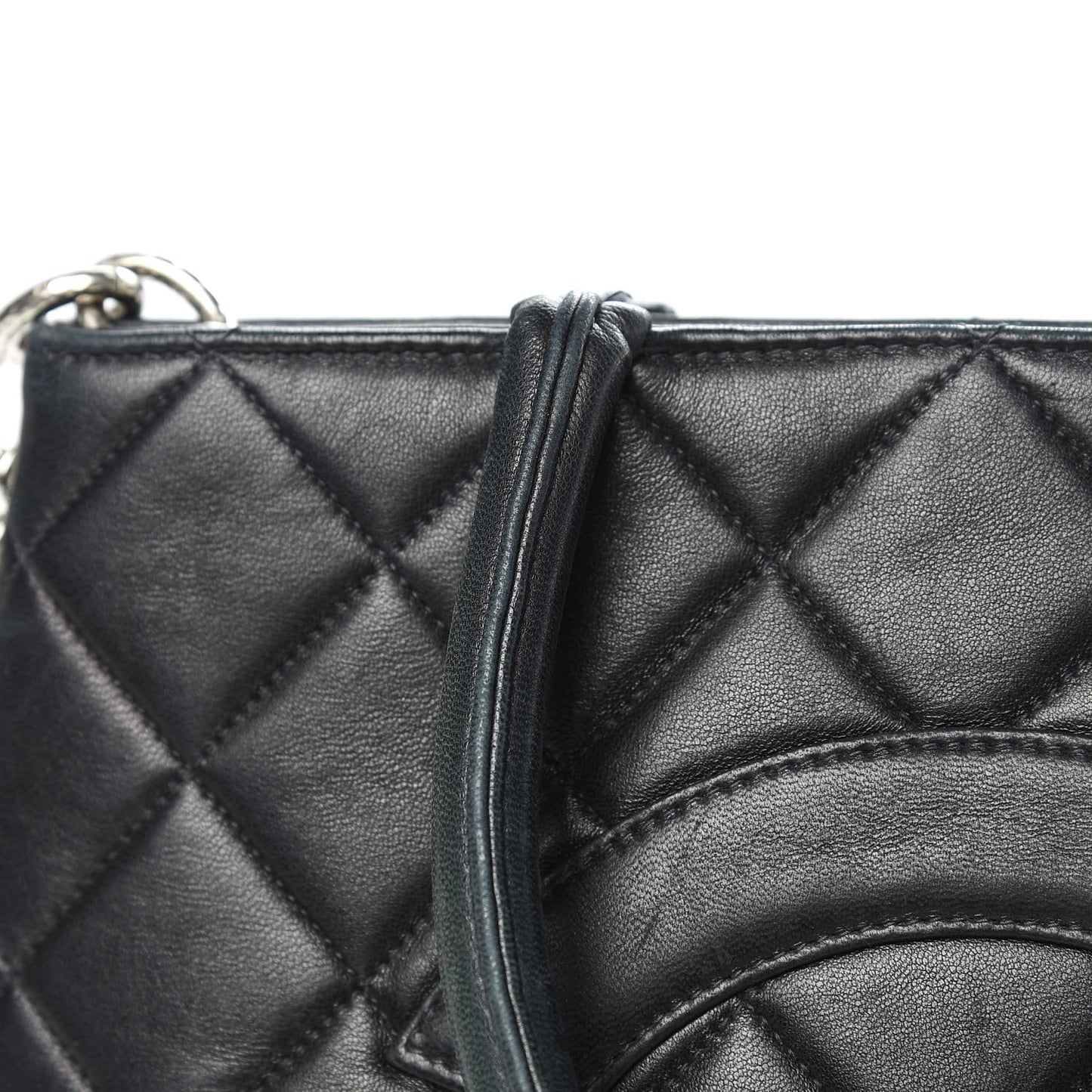 Lambskin Quilted Medallion Tote Black