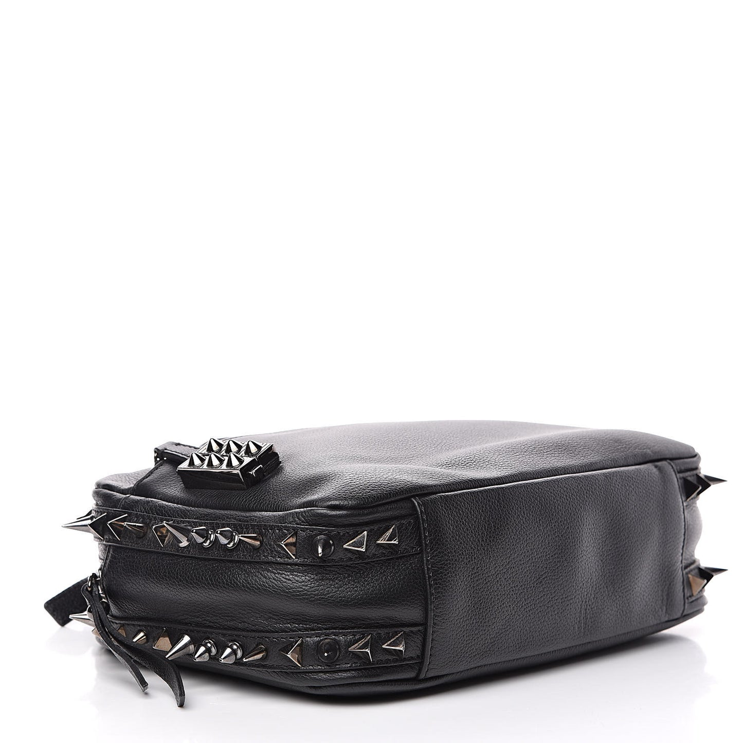 Calfskin Spikes Shoulder Bag Black