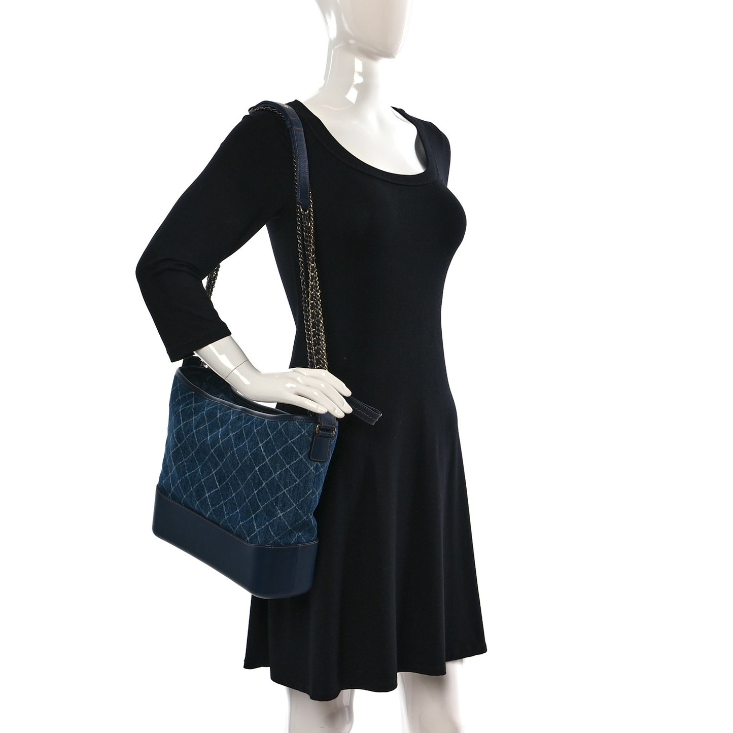 Denim Calfskin Large Gabrielle Hobo Blue