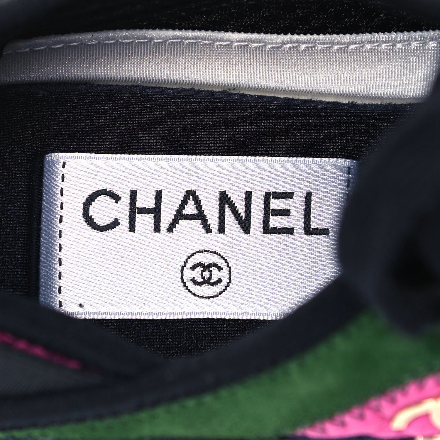 Chanel Velvet Calfskin Mixed Fibers CC Sneakers 38 Dark Pink Green 7 of 7