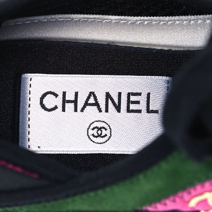 Chanel Velvet Calfskin Mixed Fibers CC Sneakers 38 Dark Pink Green 7 of 7