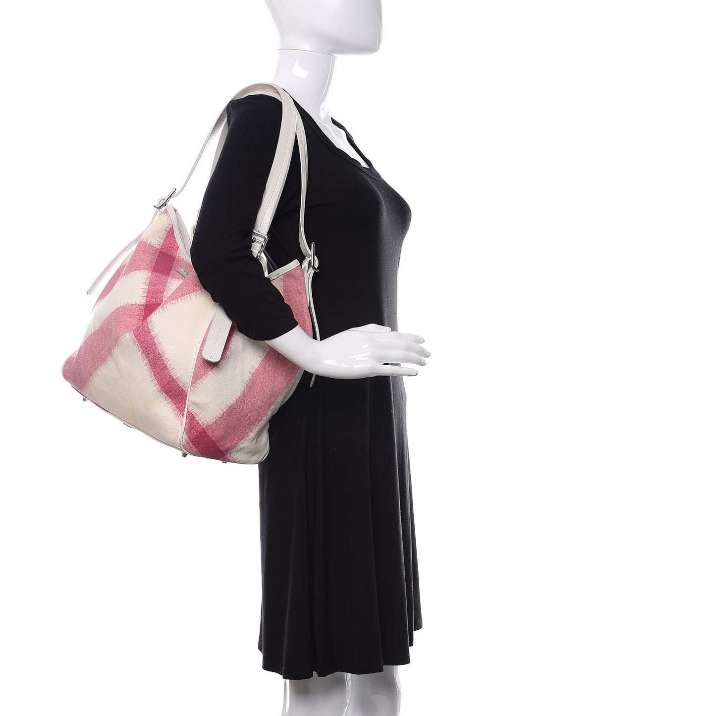 Canvas Ikat Check Tote Tea Rose