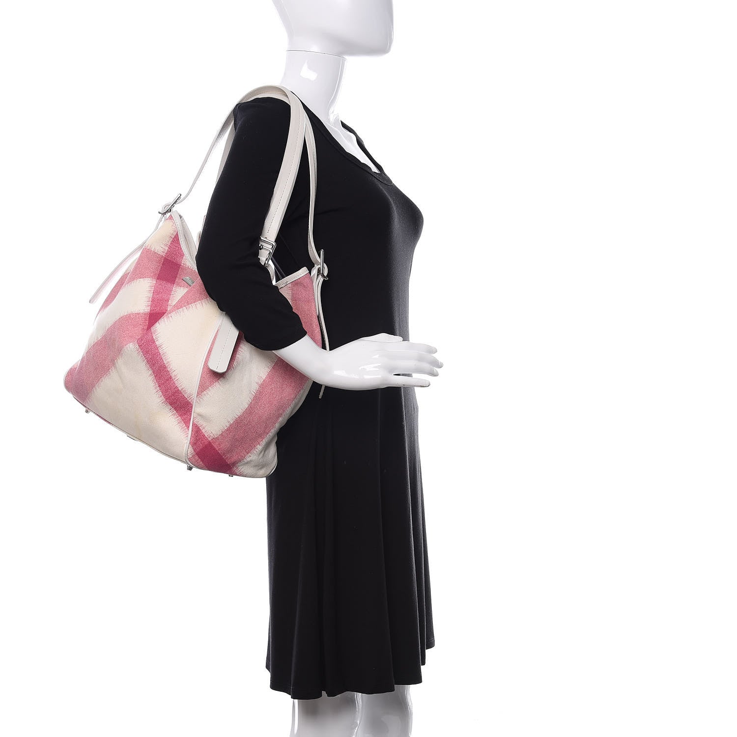 Burberry Canvas Ikat Check Tote Tea Rose 2 of 22