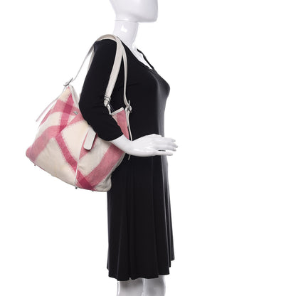 Burberry Canvas Ikat Check Tote Tea Rose 2 of 22