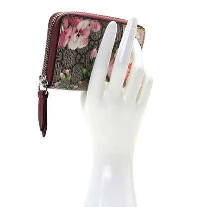 Gucci GG Supreme Monogram Blooms Zip Around Card Case Wallet Beige Multicolor Dry Rose 2 of 8