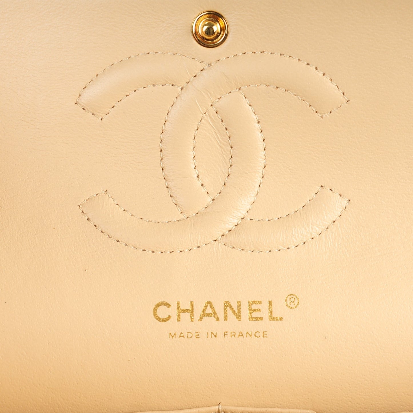 Caviar Quilted Medium Double Flap Beige Clair