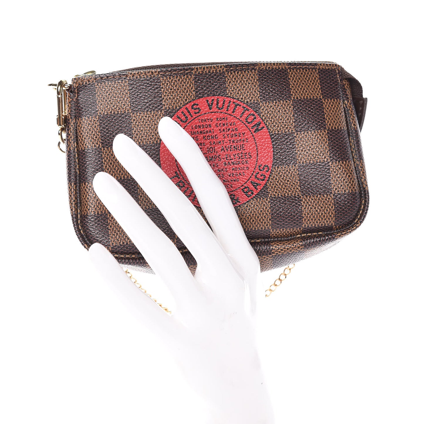 Damier Ebene Complice Trunks and Bags Mini Pochette Accessories Red