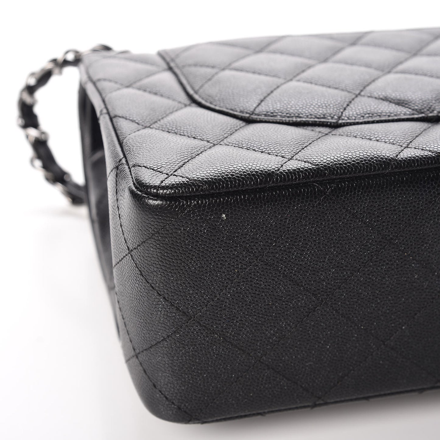 Iridescent Caviar Quilted Jumbo Double Flap Black