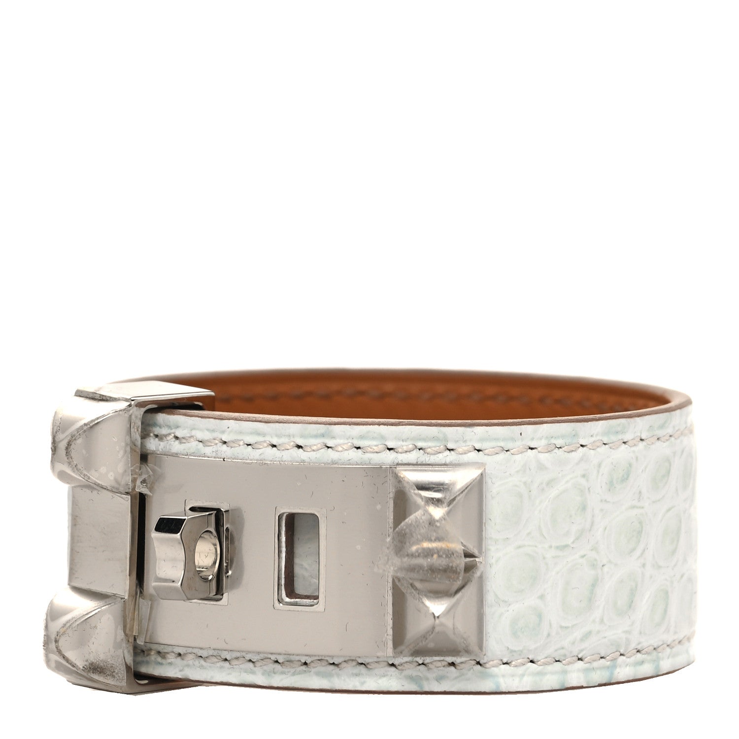 Hermes Matte Alligator Collier de Chien CDC 24 Bracelet T2 Bleu Brume 1 of 5